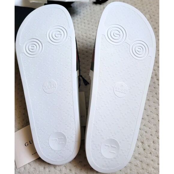NIB GUCCI Pursuit Stripes White Pool Slides Mens - White Gucci Web, Size US 8 - Picture 6 of 9